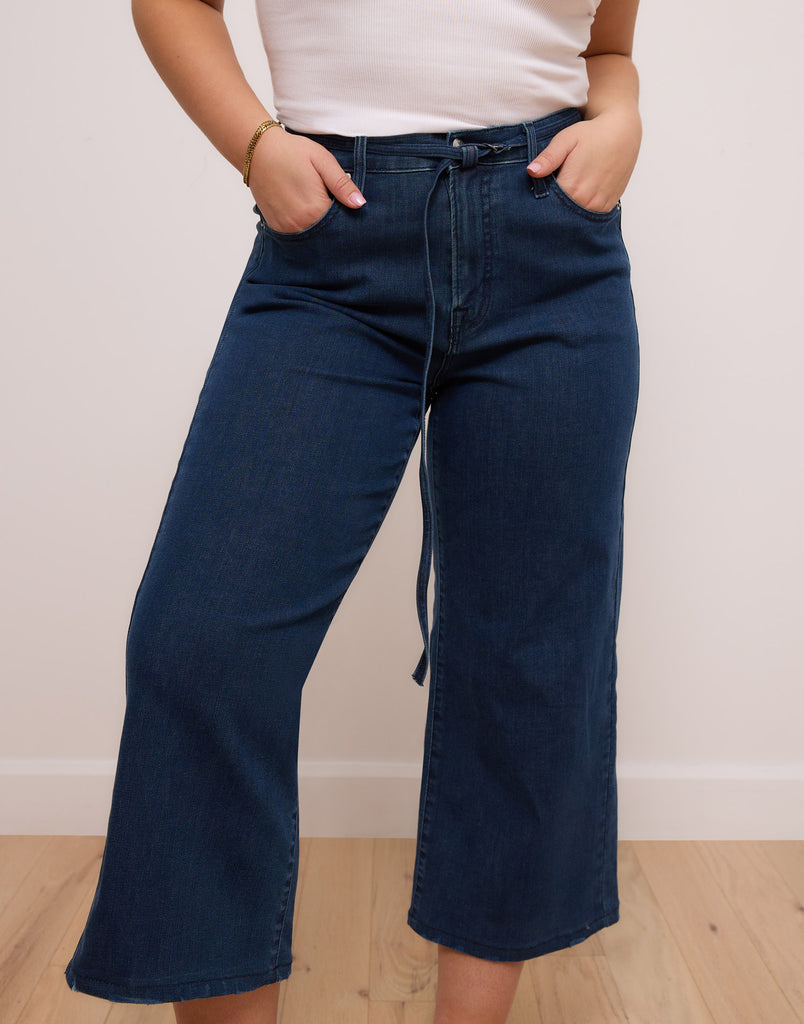 jeans coupe très évasée indigo foncé