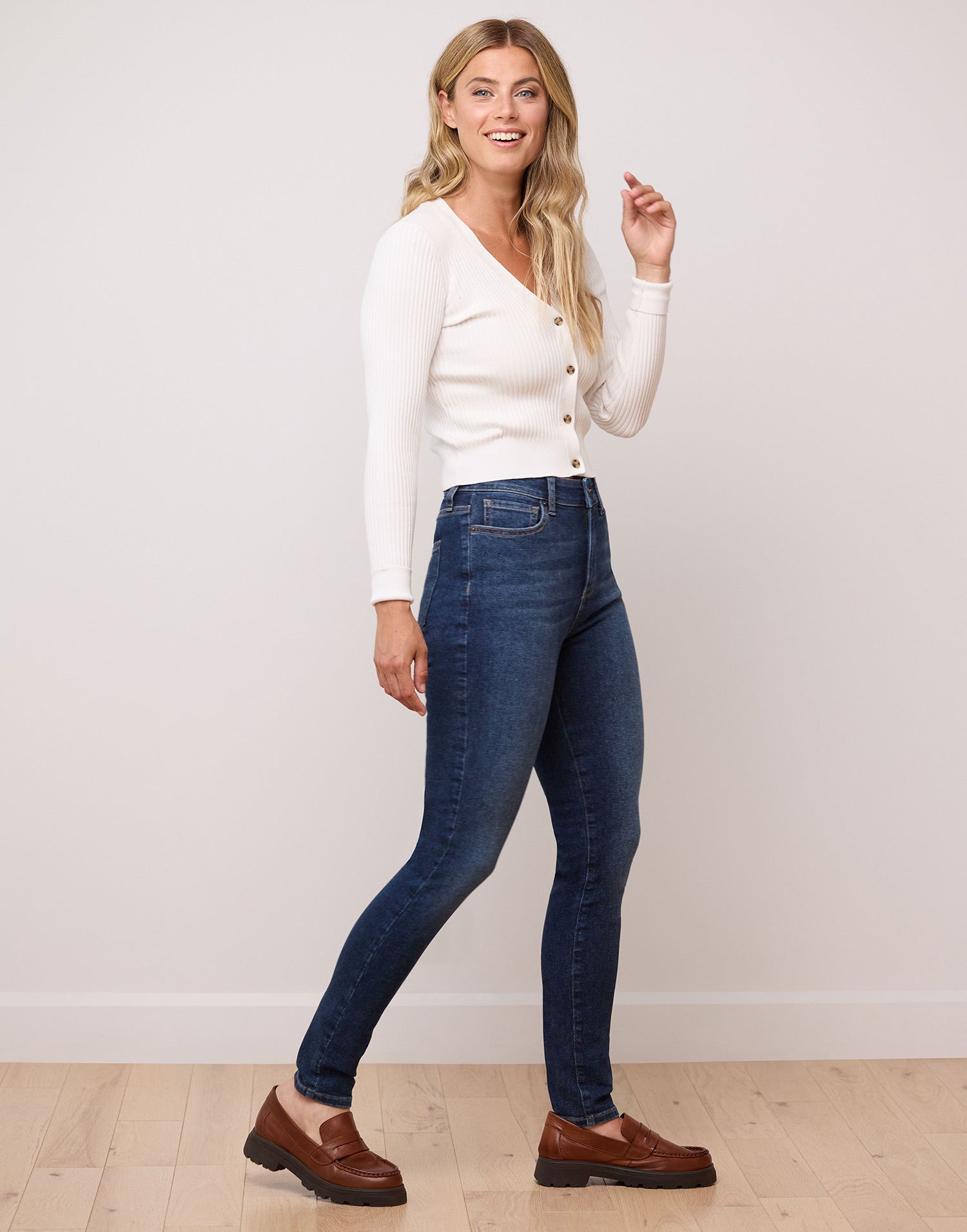 jean coupe etroite bleu moyen