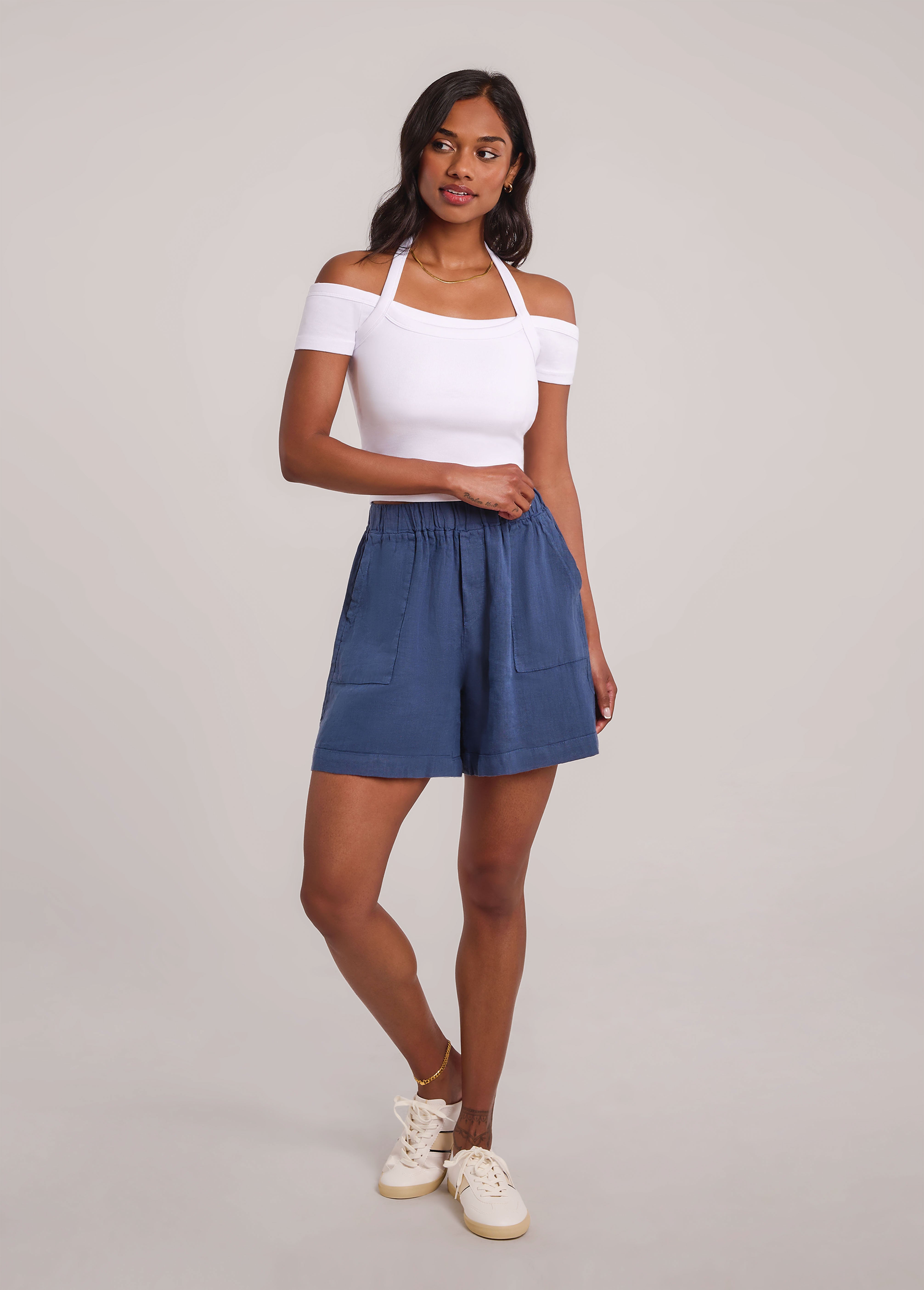 WILLA SHORT EN LIN DÉCONTRACTÉ / DENIM