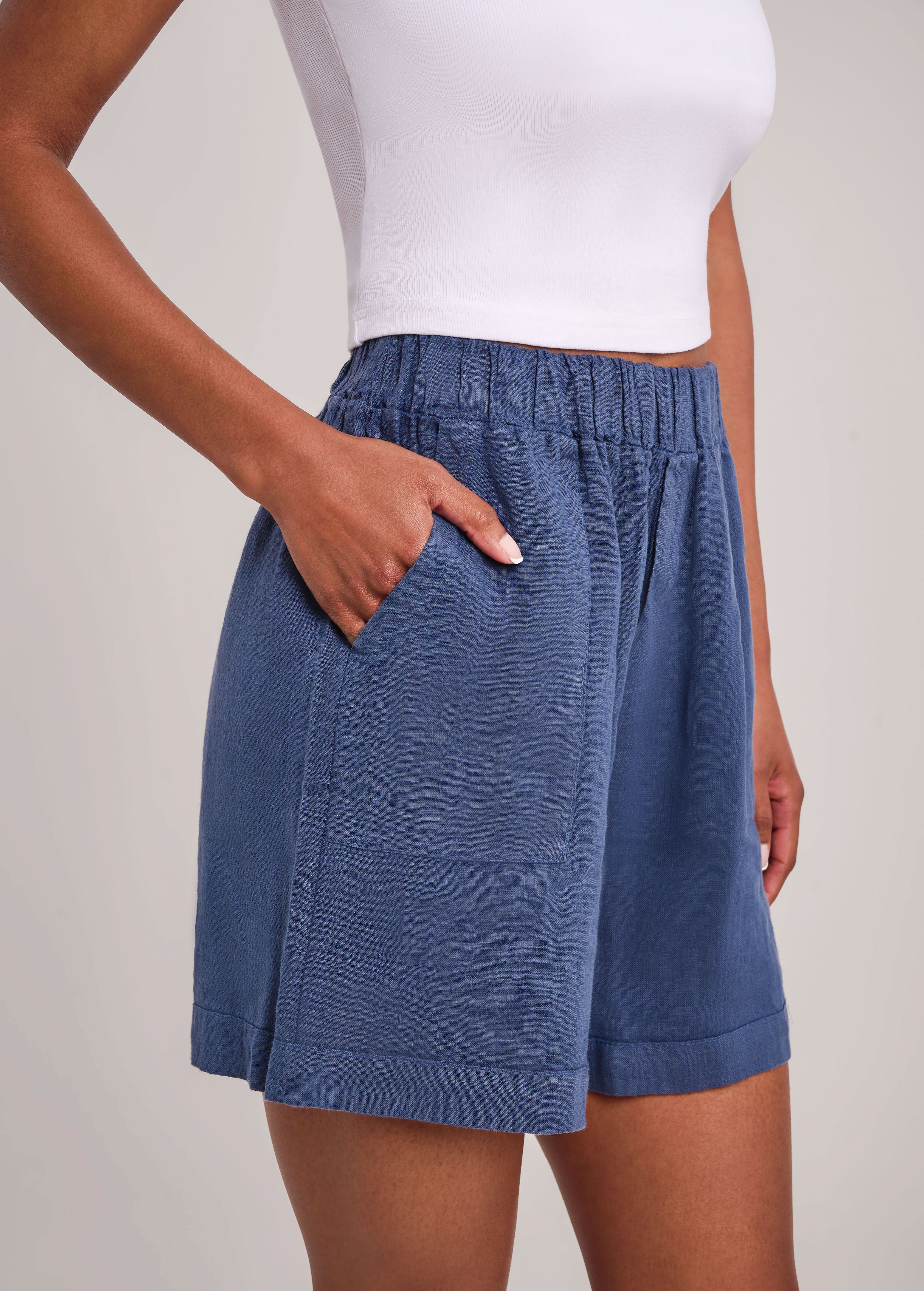 WILLA SHORT EN LIN DÉCONTRACTÉ / DENIM
