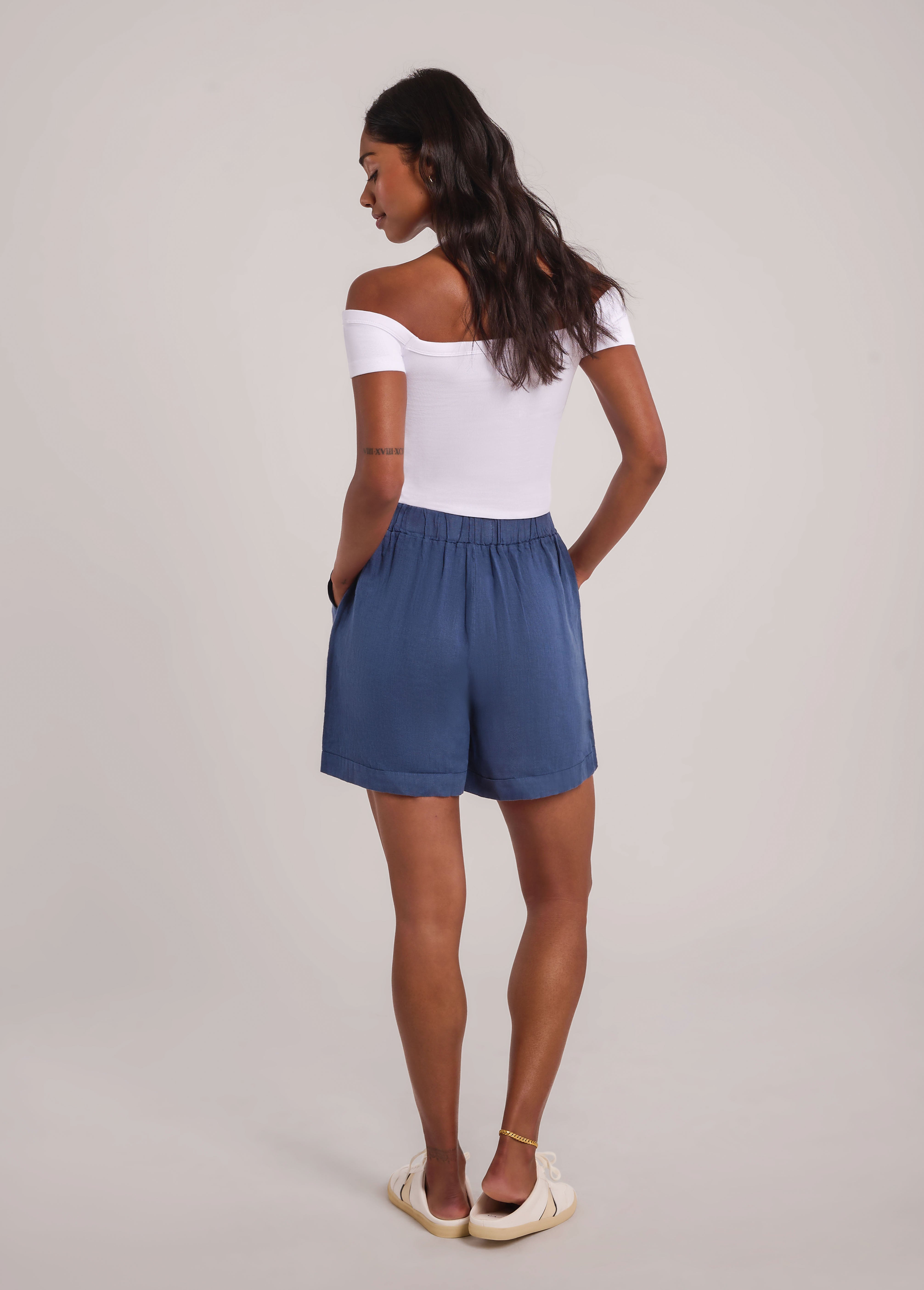 WILLA SHORT EN LIN DÉCONTRACTÉ / DENIM
