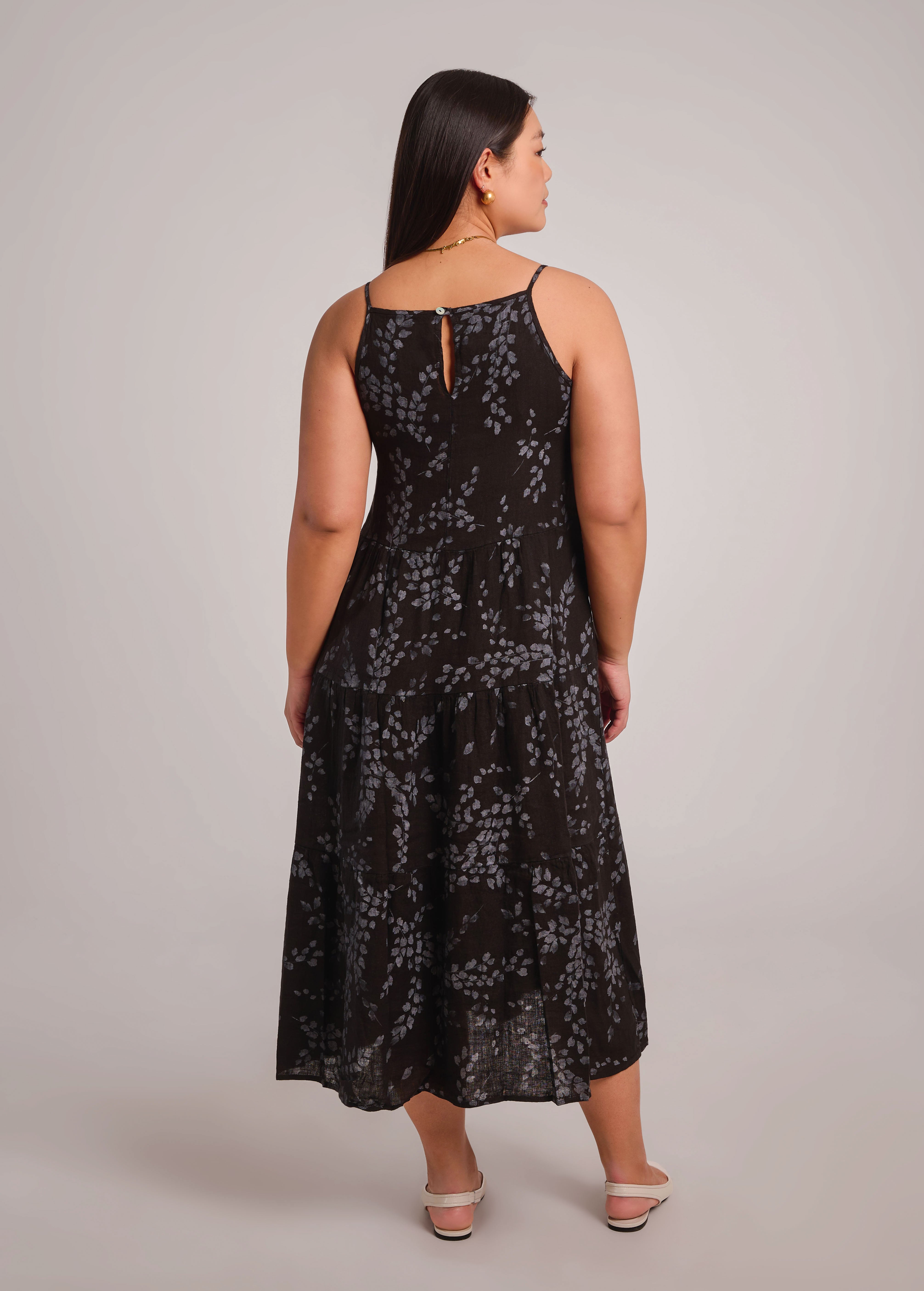 ROBE EN LIN IRIS IMPRIMÉ / BLACK