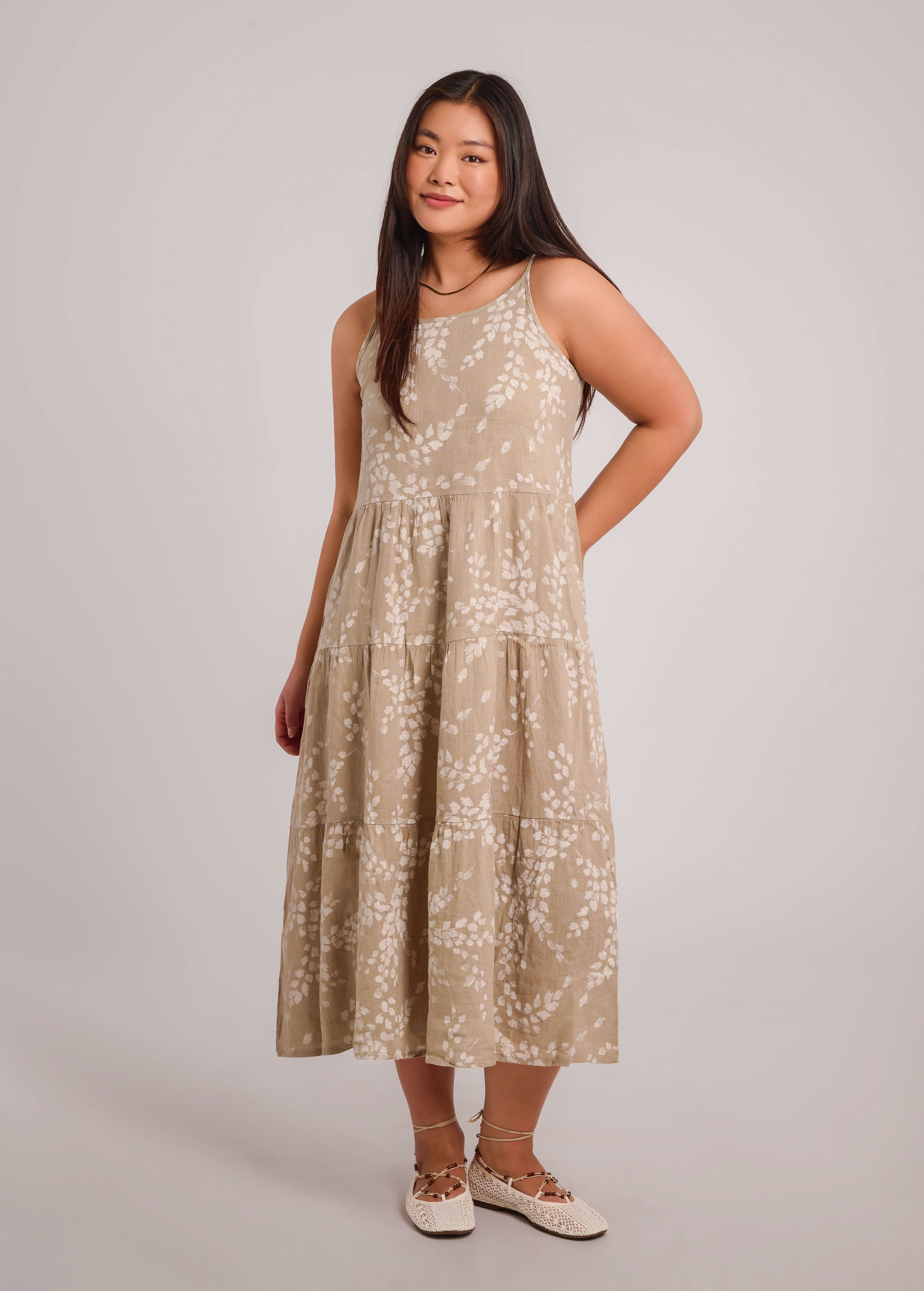 ROBE EN LIN IRIS IMPRIMÉ / SAND DUNE