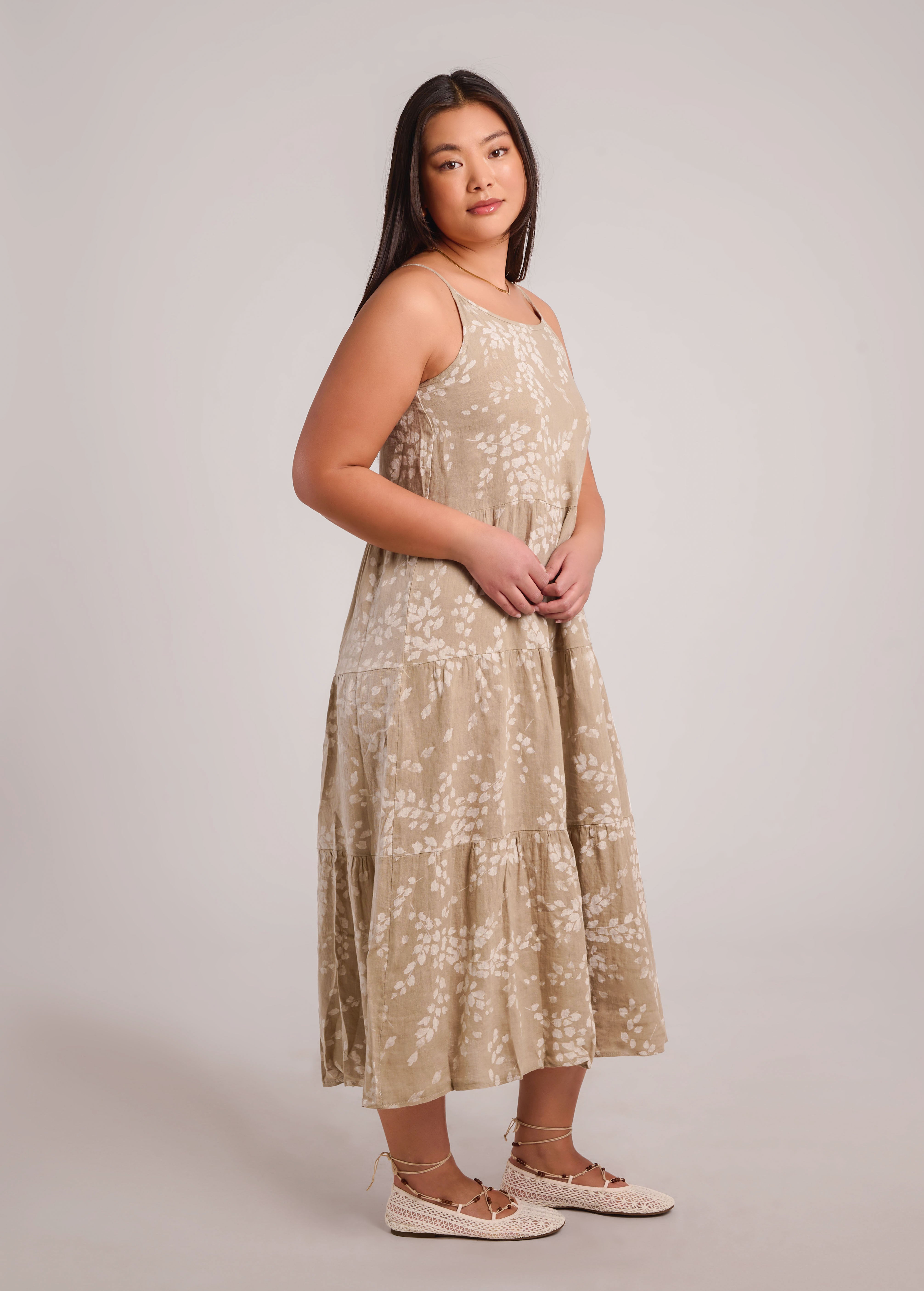 ROBE EN LIN IRIS IMPRIMÉ / SAND DUNE