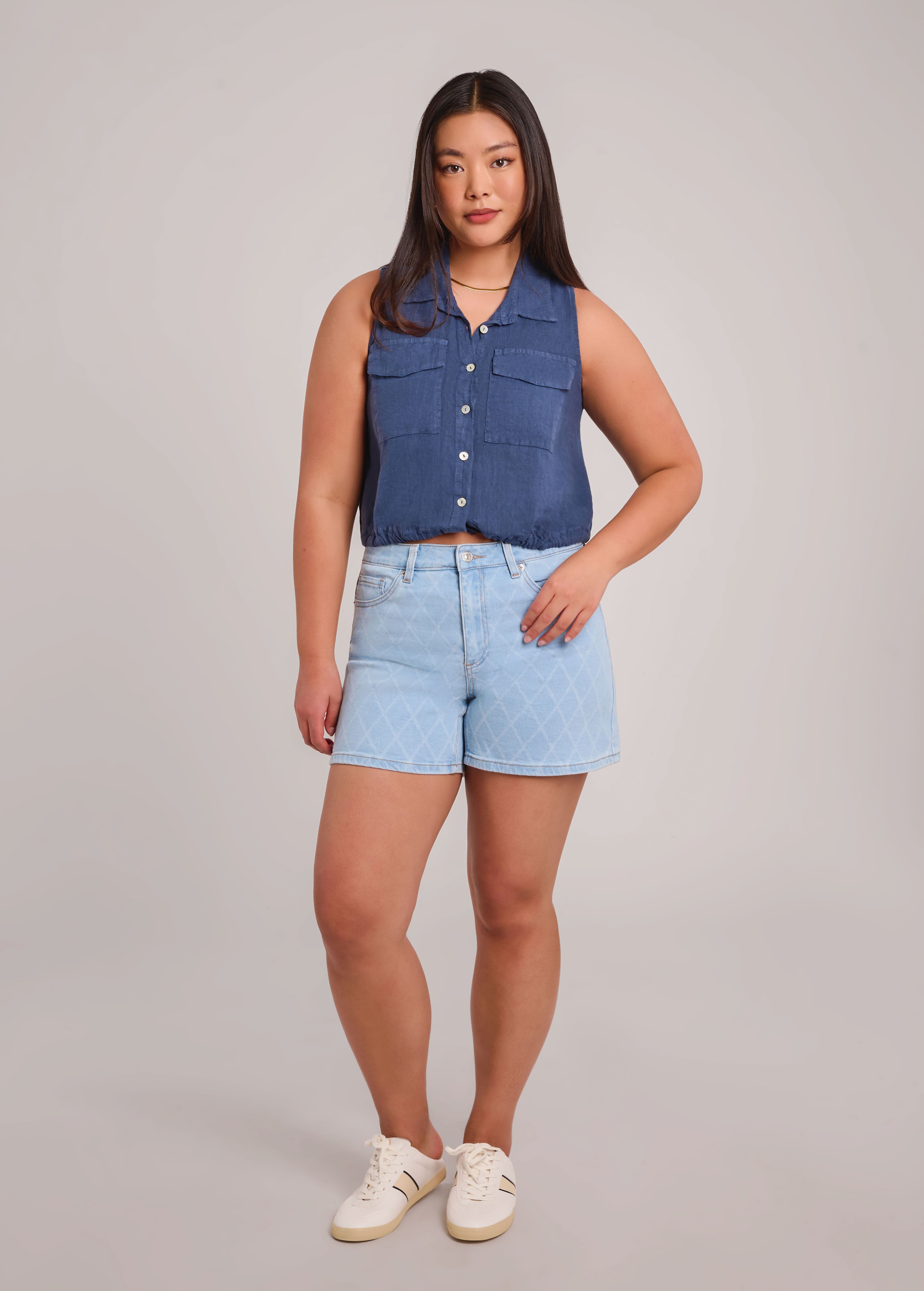 SOL CHEMISIER EN LIN SANS MANCHE / DENIM