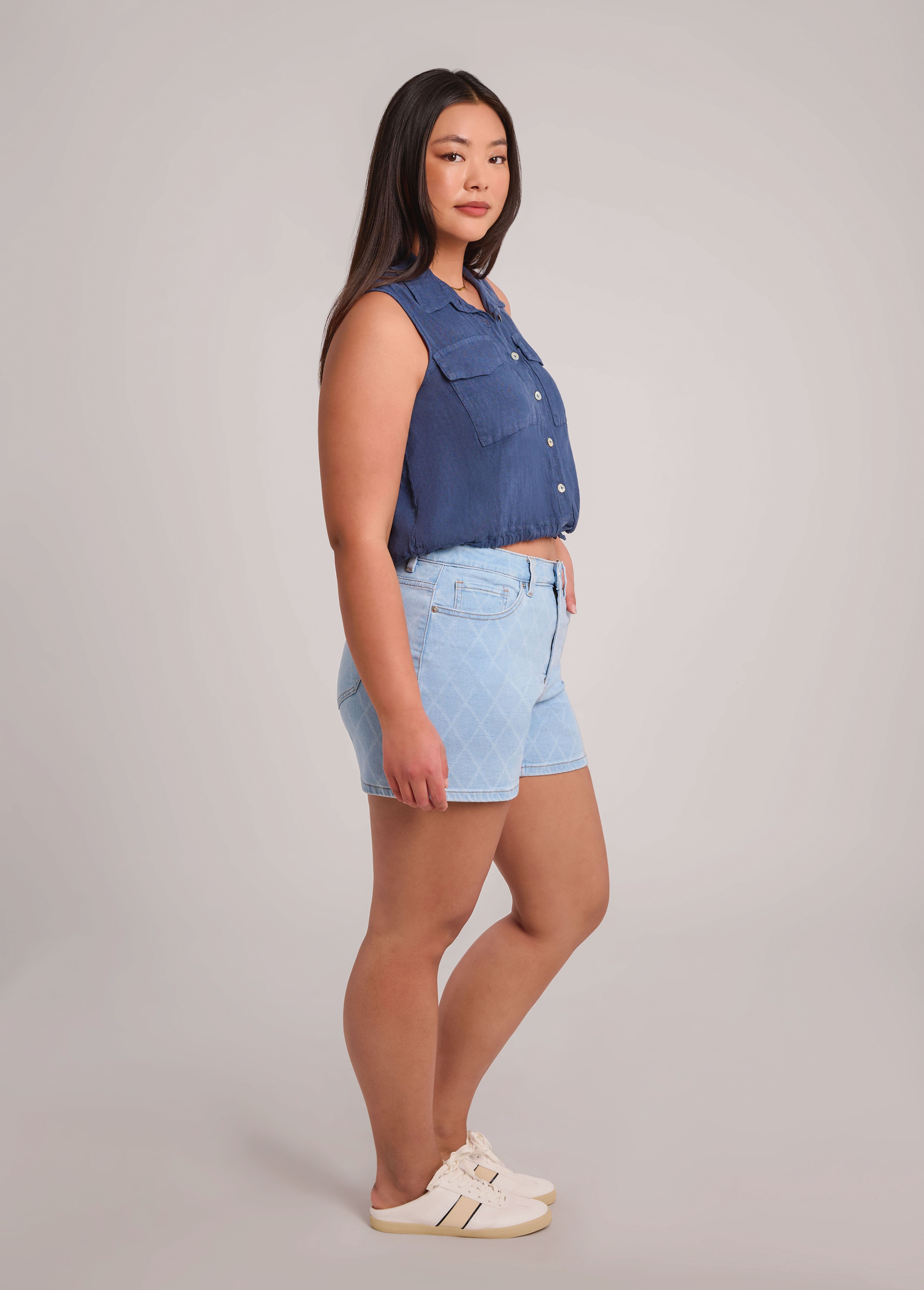 SOL CHEMISIER EN LIN SANS MANCHE / DENIM
