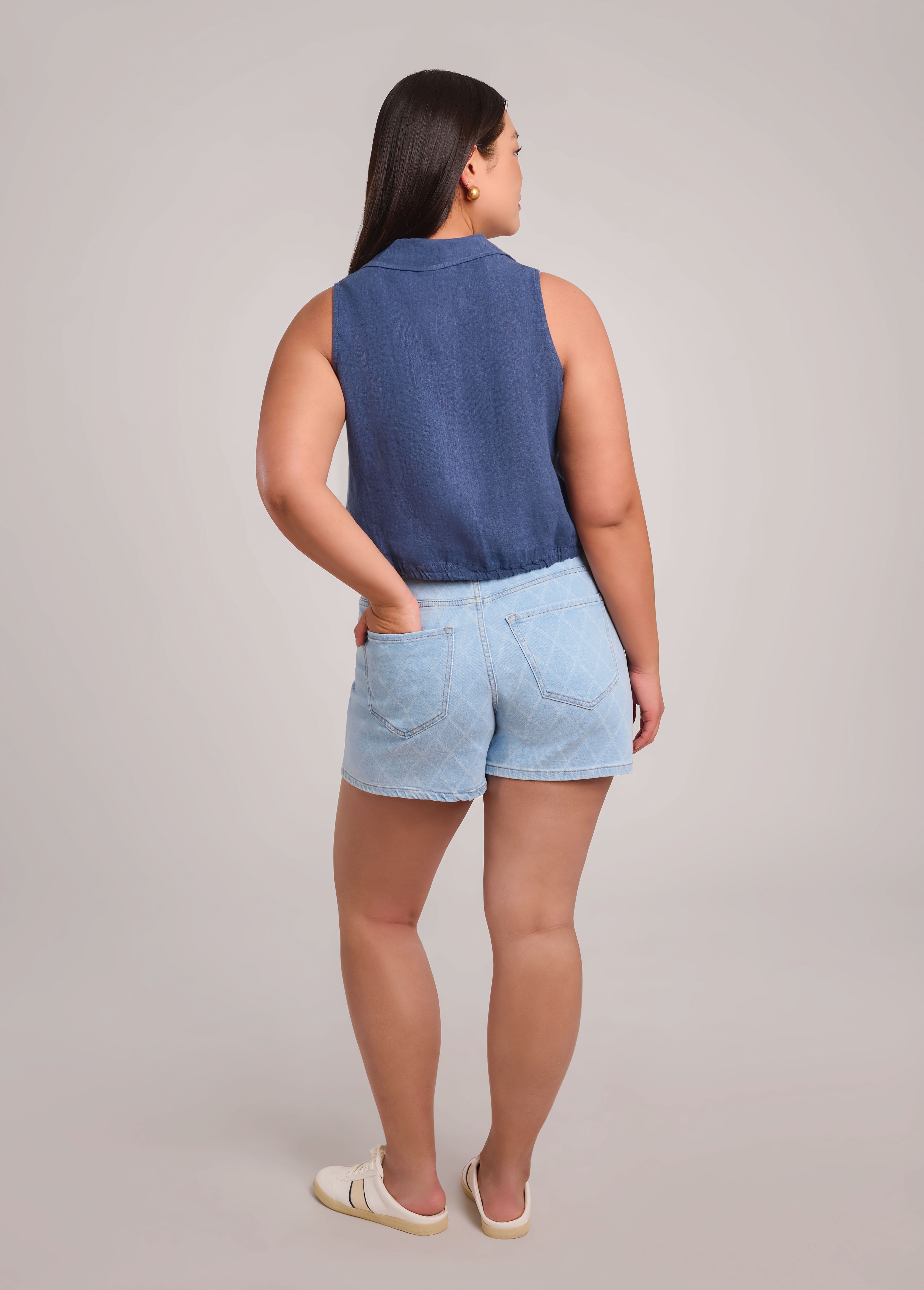 SOL CHEMISIER EN LIN SANS MANCHE / DENIM