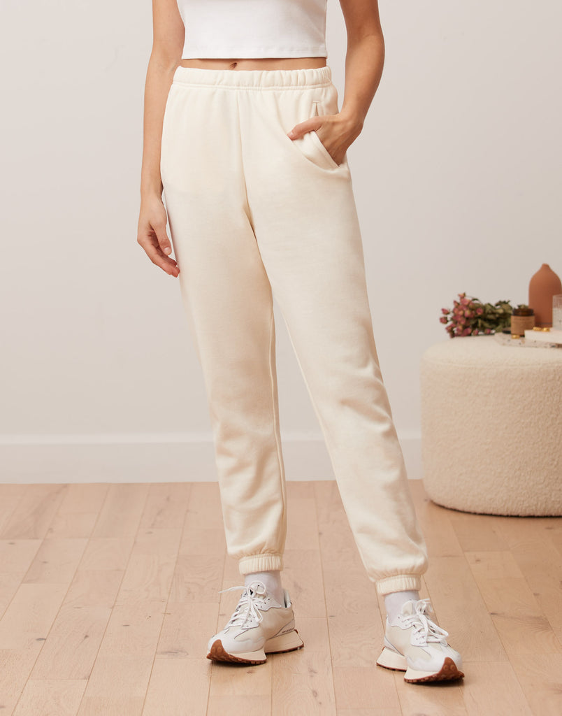 PANTALON DE JOGGING MOLLETONNÉ / CRÈME