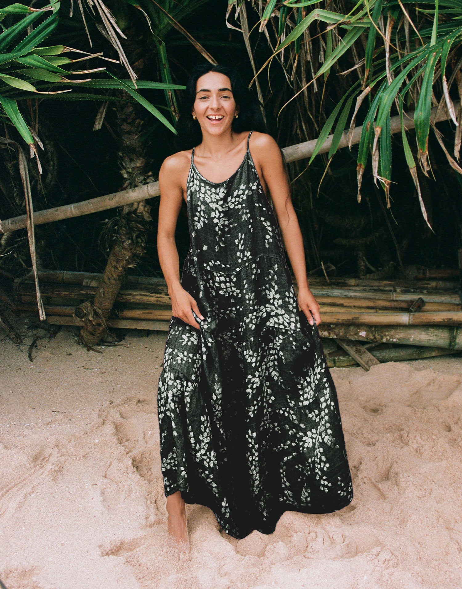 ROBE EN LIN IRIS IMPRIMÉ / BLACK