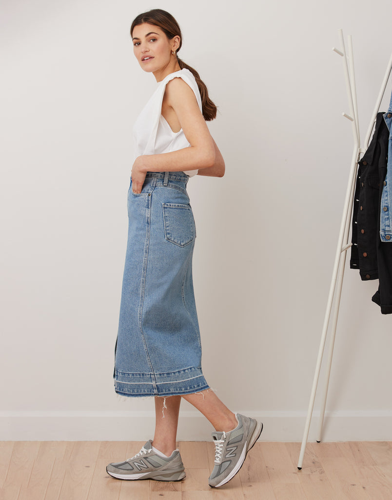 Jupe en on sale denim mi longue