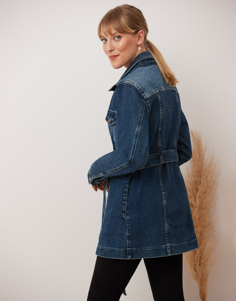 VESTE LONGUE EN DENIM / Tartan