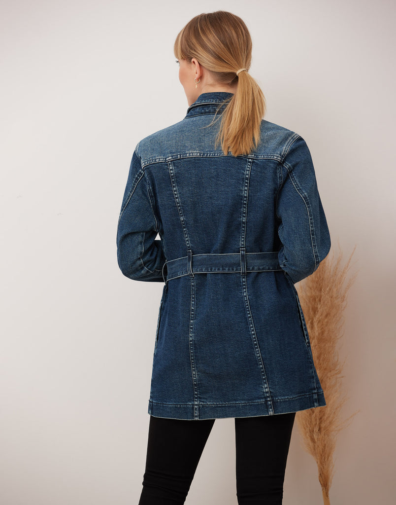 VESTE LONGUE EN DENIM / Tartan