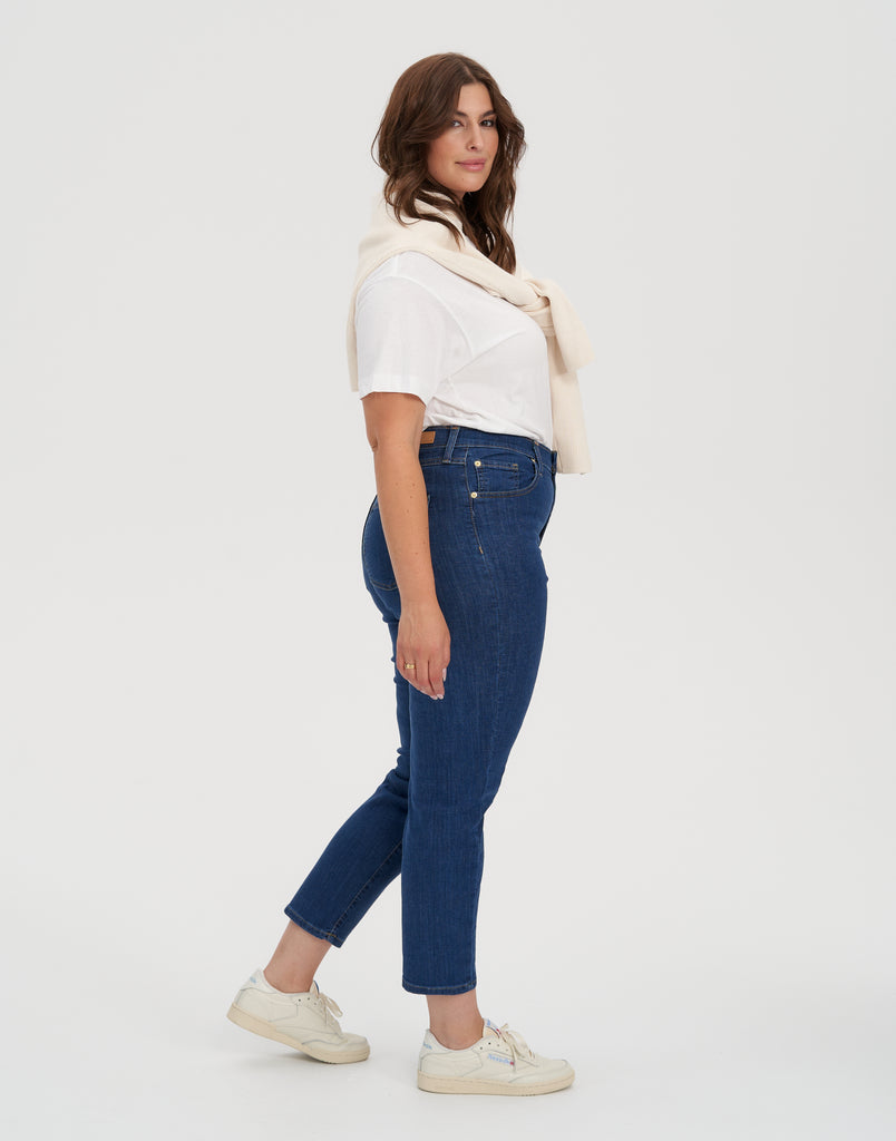 jeans coupe ajustée bleu