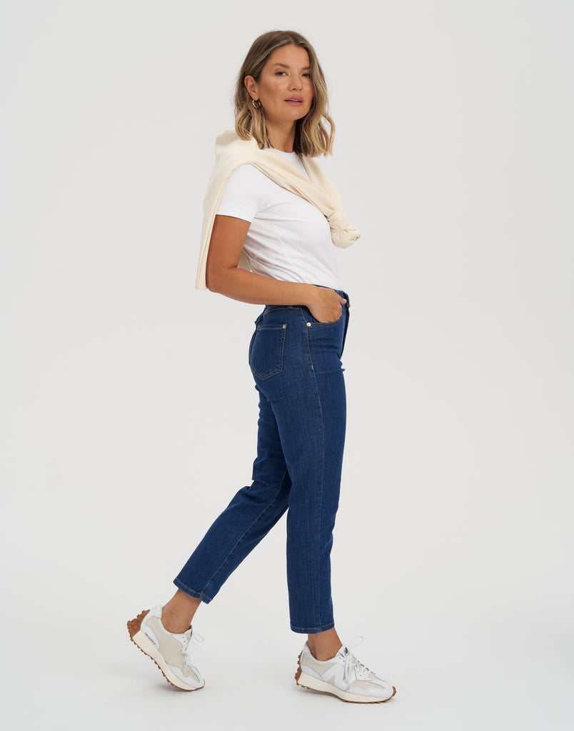 jeans coupe ajustée bleu