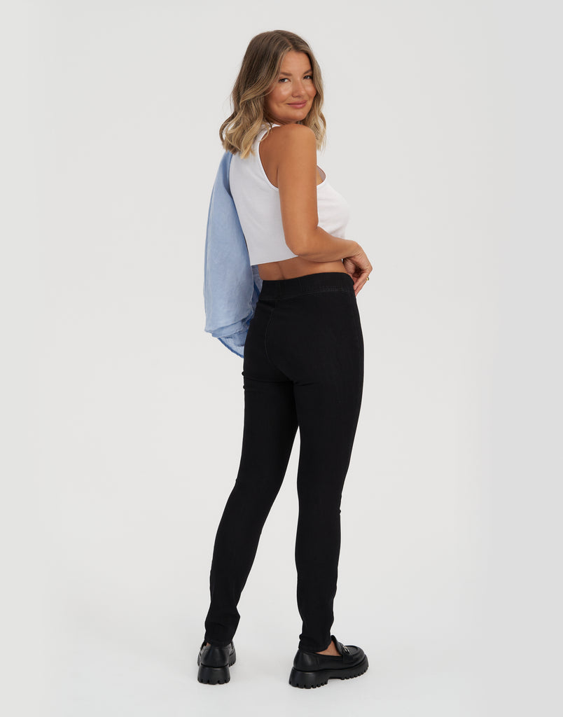 TAILLE HAUTE / RACHEL COUPE ÉTROITE /  JEGGING À ENFILER NOIR / LONGUEUR 30"