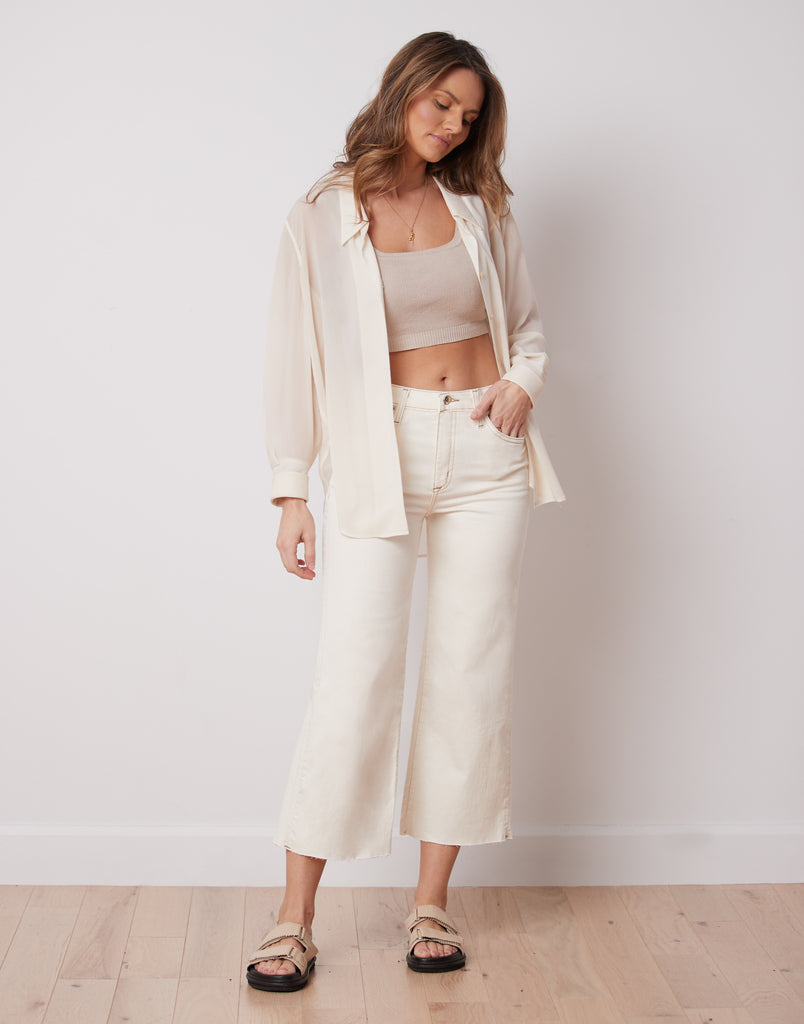 JEANS LILY COUPE TRÈS ÉVASÉE / OFF-WHITE