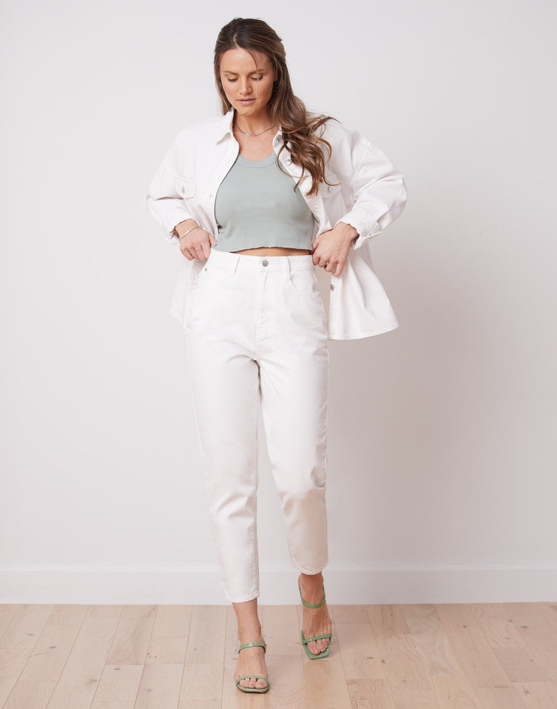 JEANS EMILY COUPE AJUSTÉE / BLANC / 100% COTON