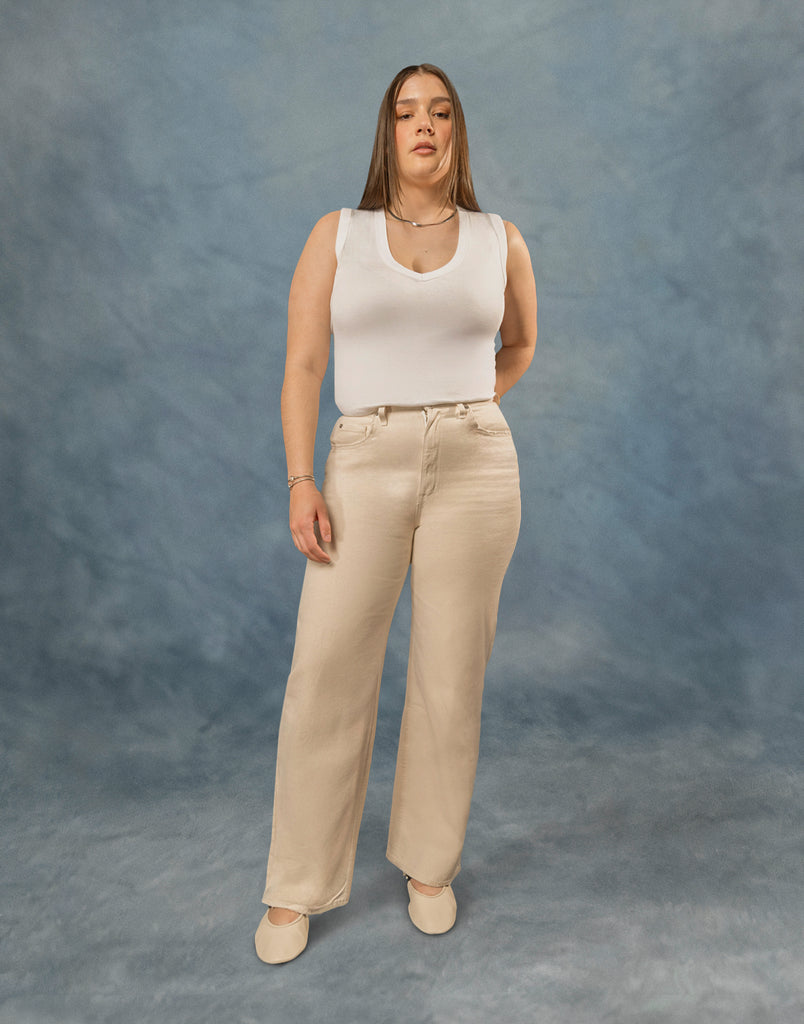 JEANS LILY COUPE TRÈS ÉVASÉE / OFF-WHITE