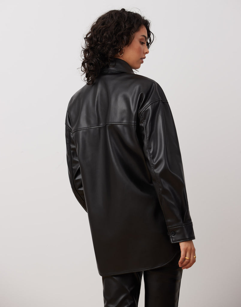 VESTE OVERSIZED EN CUIR VEGAN / NOIR