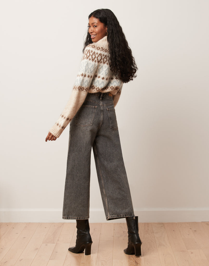 JEANS LILY COUPE TRÈS ÉVASÉE / GRIS / 100% COTON