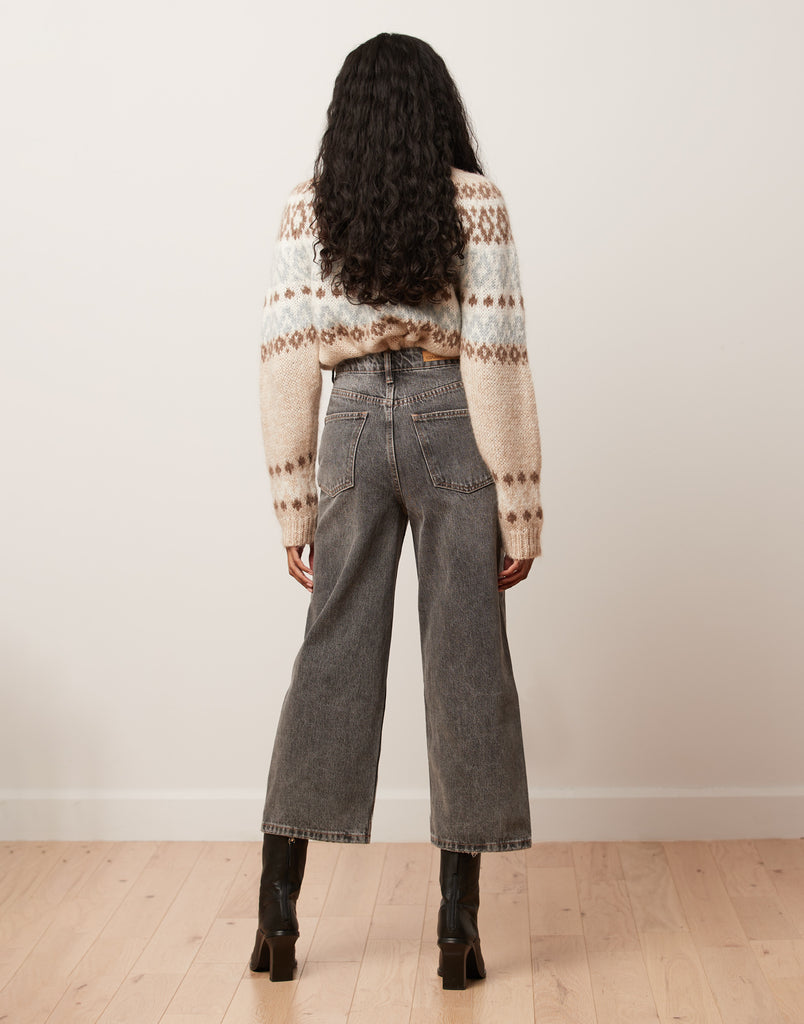 JEANS LILY COUPE TRÈS ÉVASÉE / GRIS / 100% COTON