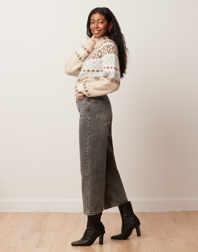 JEANS LILY COUPE TRÈS ÉVASÉE / GRIS / 100% COTON
