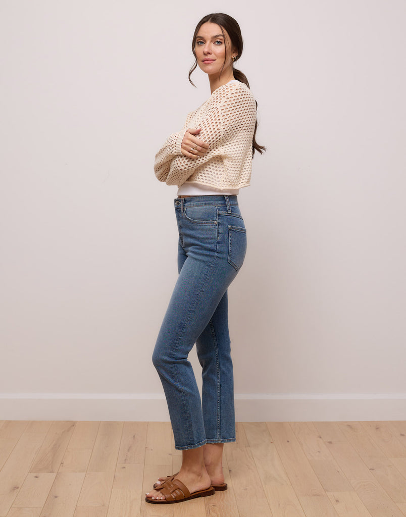 jeans coupe ajustée bleu moyen