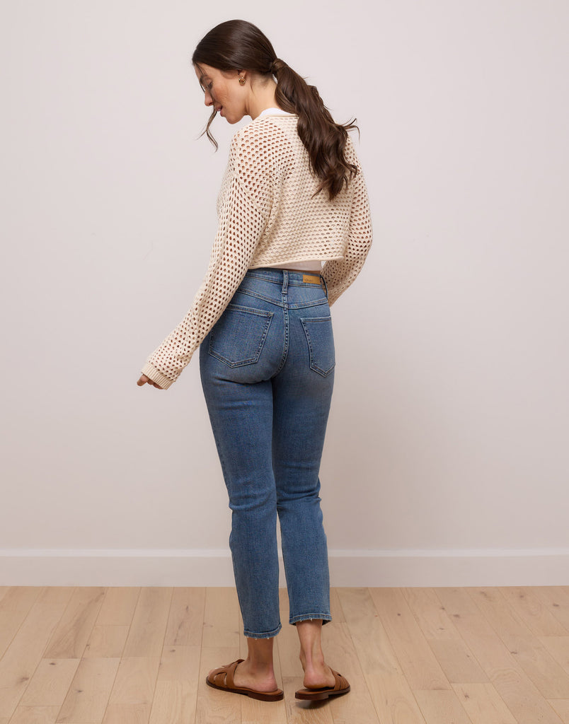 jeans coupe ajustée bleu moyen