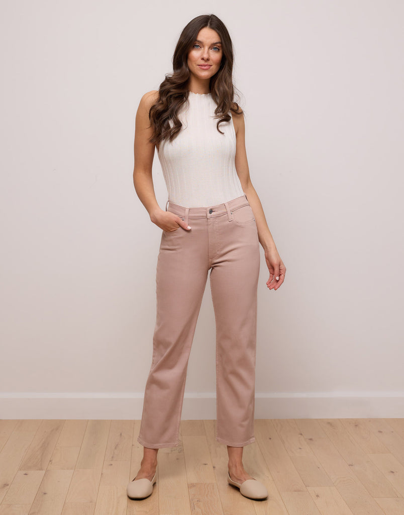 jeans coupe droite rose taupe