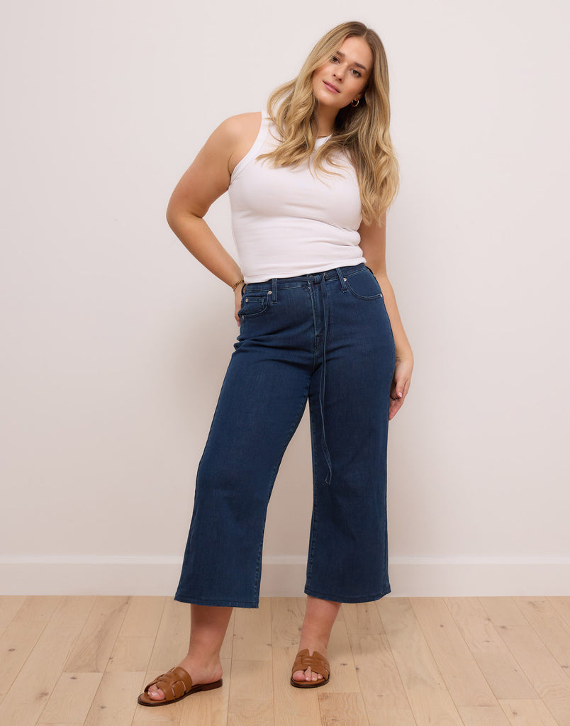 jeans coupe très évasée indigo foncé