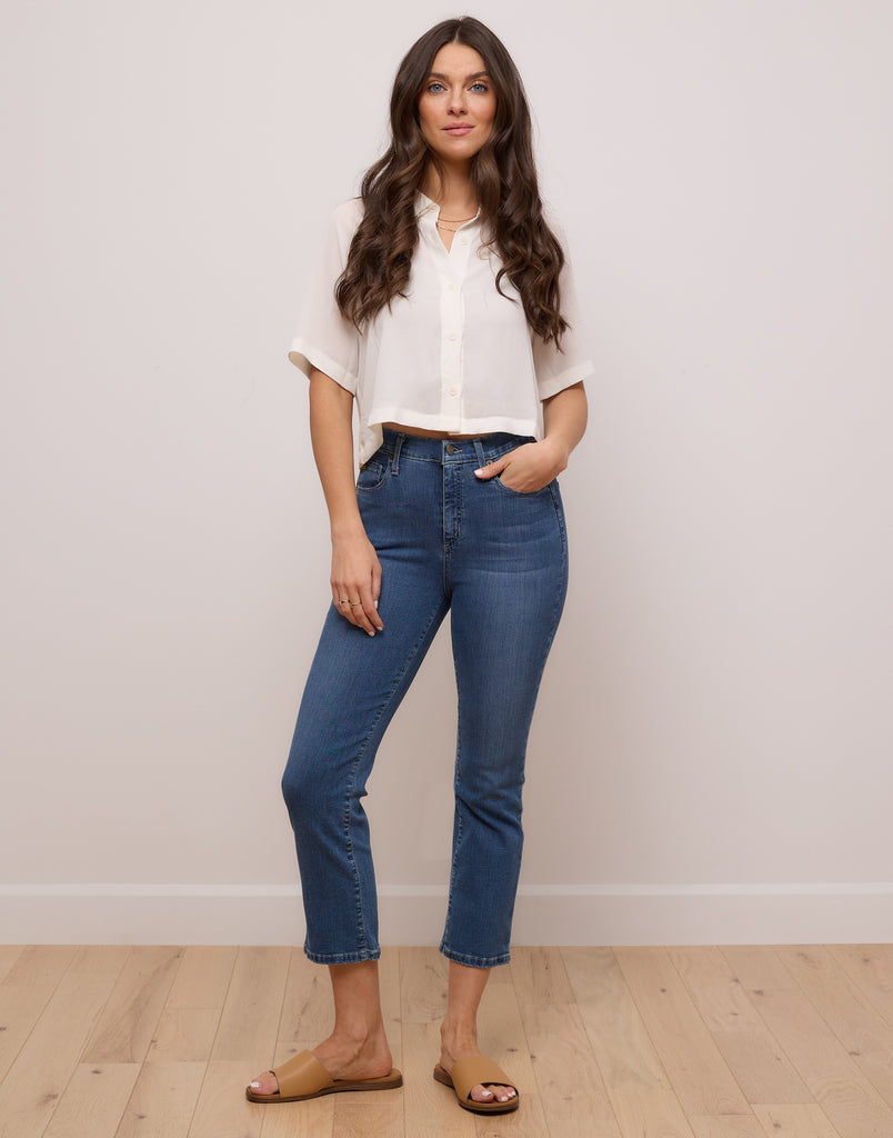 jeans coupe ajustée bleu