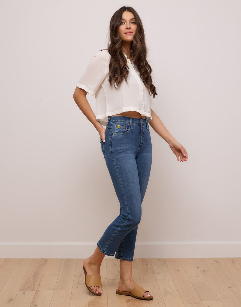 jeans coupe ajustée bleu