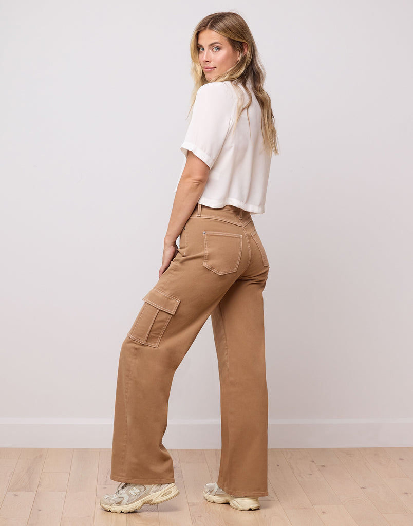 jeans coupe très évasée caramel