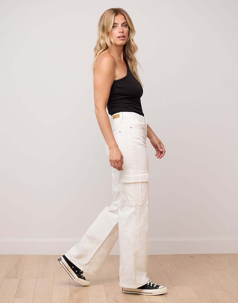 JEANS LILY COUPE TRÈS ÉVASÉE / PEARL WHITE CARGO