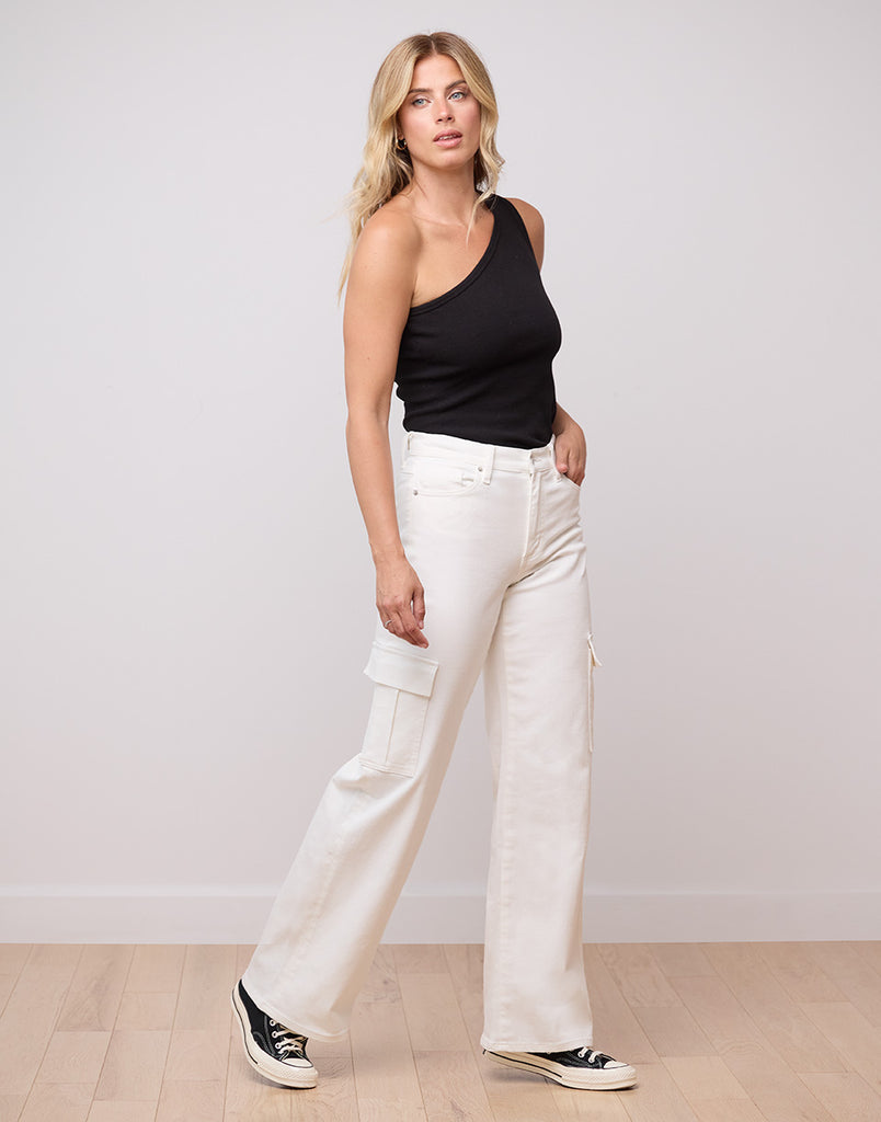 JEANS LILY COUPE TRÈS ÉVASÉE / PEARL WHITE CARGO