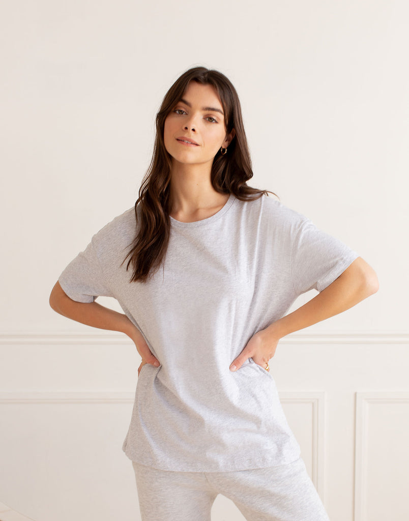 T-SHIRT BOYFRIEND / GRIS PÂLE