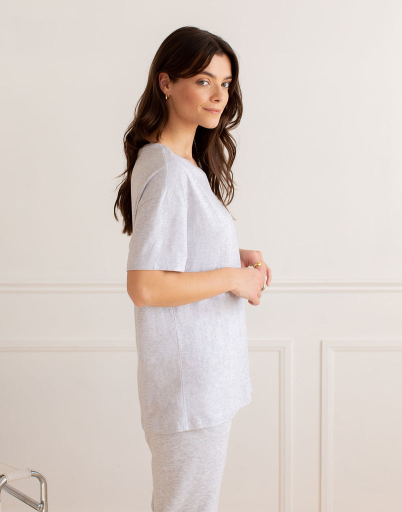T-SHIRT BOYFRIEND / GRIS PÂLE