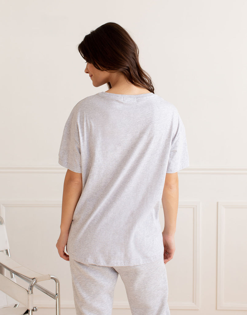 T-SHIRT BOYFRIEND / GRIS PÂLE