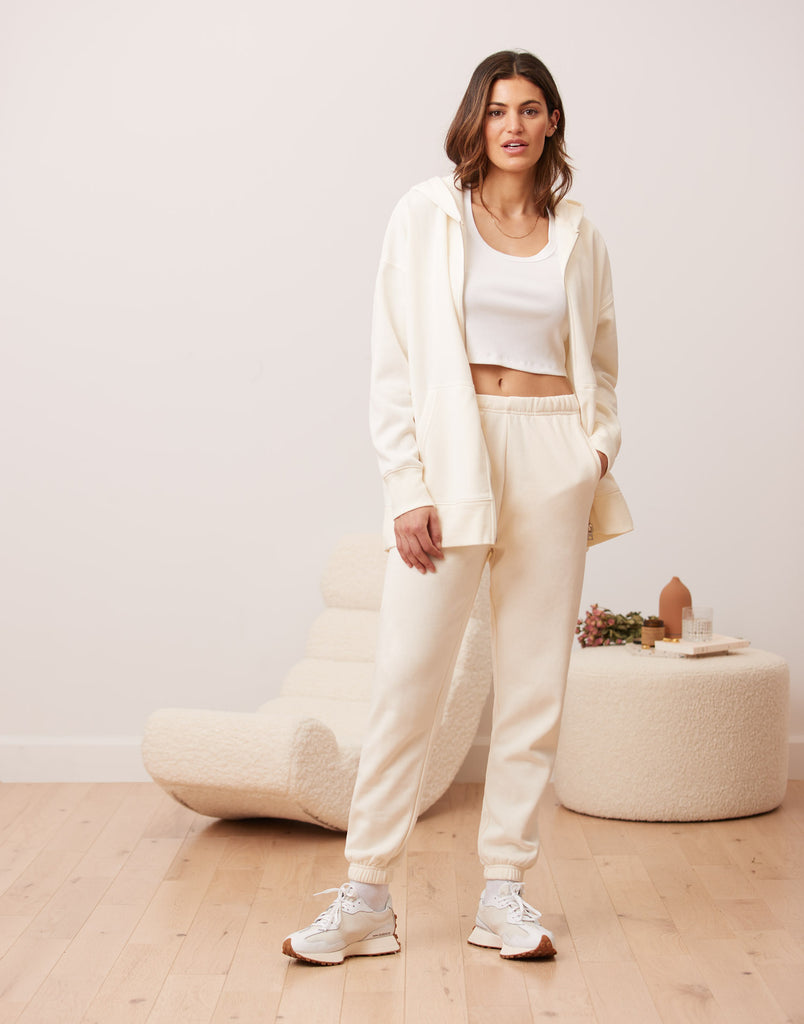 PANTALON DE JOGGING MOLLETONNÉ / CRÈME