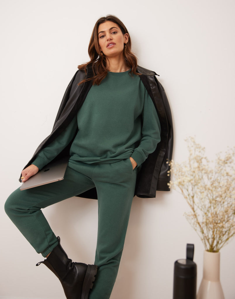 PANTALON DE JOGGING MOLLETONNÉ / VERT ÉMERAUDE