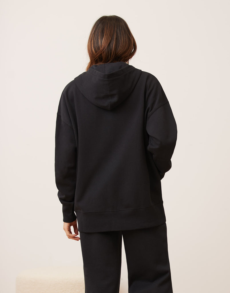 VESTE BOYFRIEND À ZIP ET CAPUCHON / NOIR