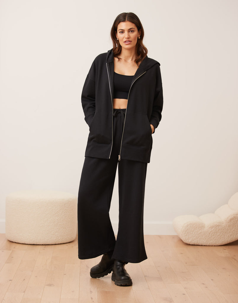 VESTE BOYFRIEND À ZIP ET CAPUCHON / NOIR