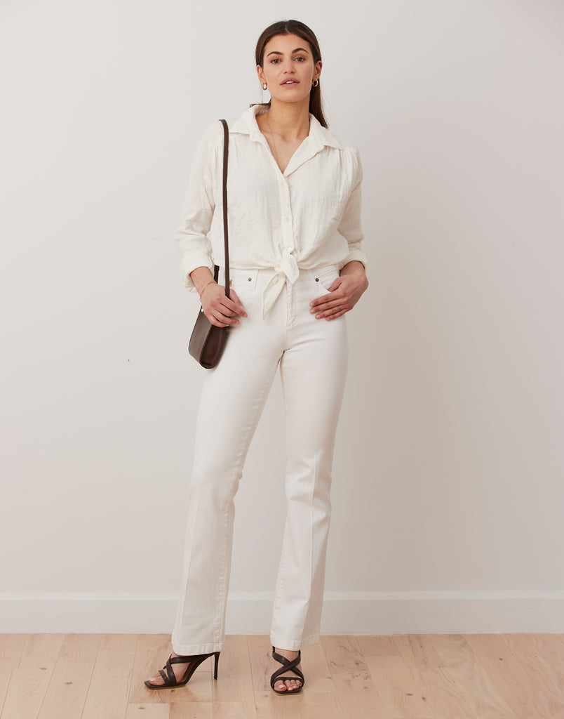 TAILLE CLASSIQUE / ALEX COUPE ÉVASÉE / BLANC / LONGEUR 33"