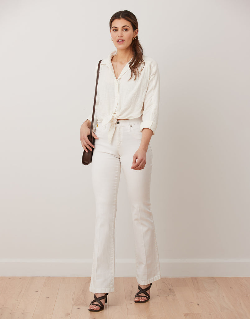 TAILLE CLASSIQUE / ALEX COUPE ÉVASÉE / BLANC / LONGEUR 33"